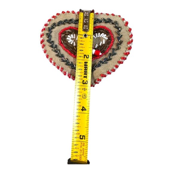 Handcrafted Heart Shaped Beaded Native American Iroquois Trinket Box Suede Lined - Picture 8 of 10